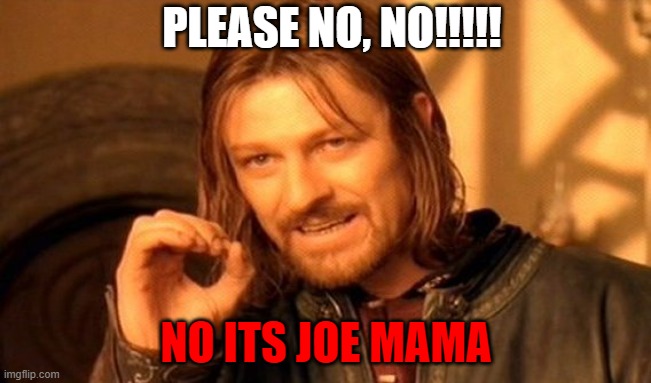 One Does Not Simply | PLEASE NO, NO!!!!! NO ITS JOE MAMA | image tagged in memes,one does not simply | made w/ Imgflip meme maker