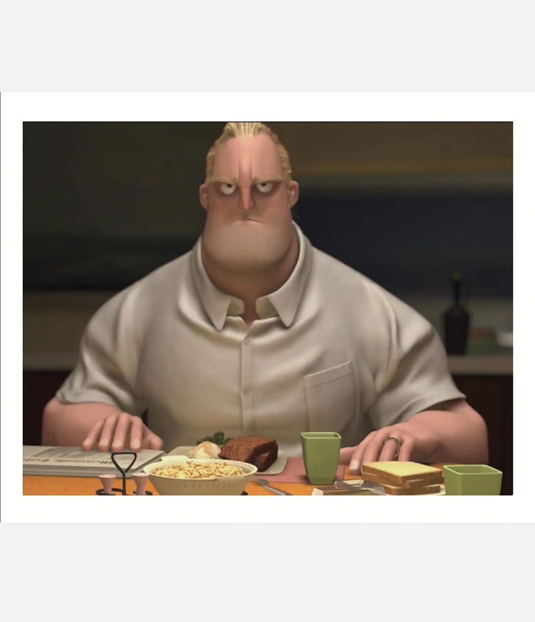 Mr. Incredible eating Blank Meme Template