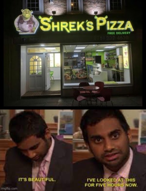 Shrek's pizza is beautiful | image tagged in shrek,funny,memes | made w/ Imgflip meme maker