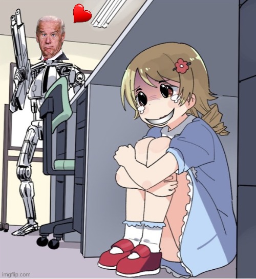 Anime Girl Hiding from Terminator | image tagged in anime girl hiding from terminator | made w/ Imgflip meme maker