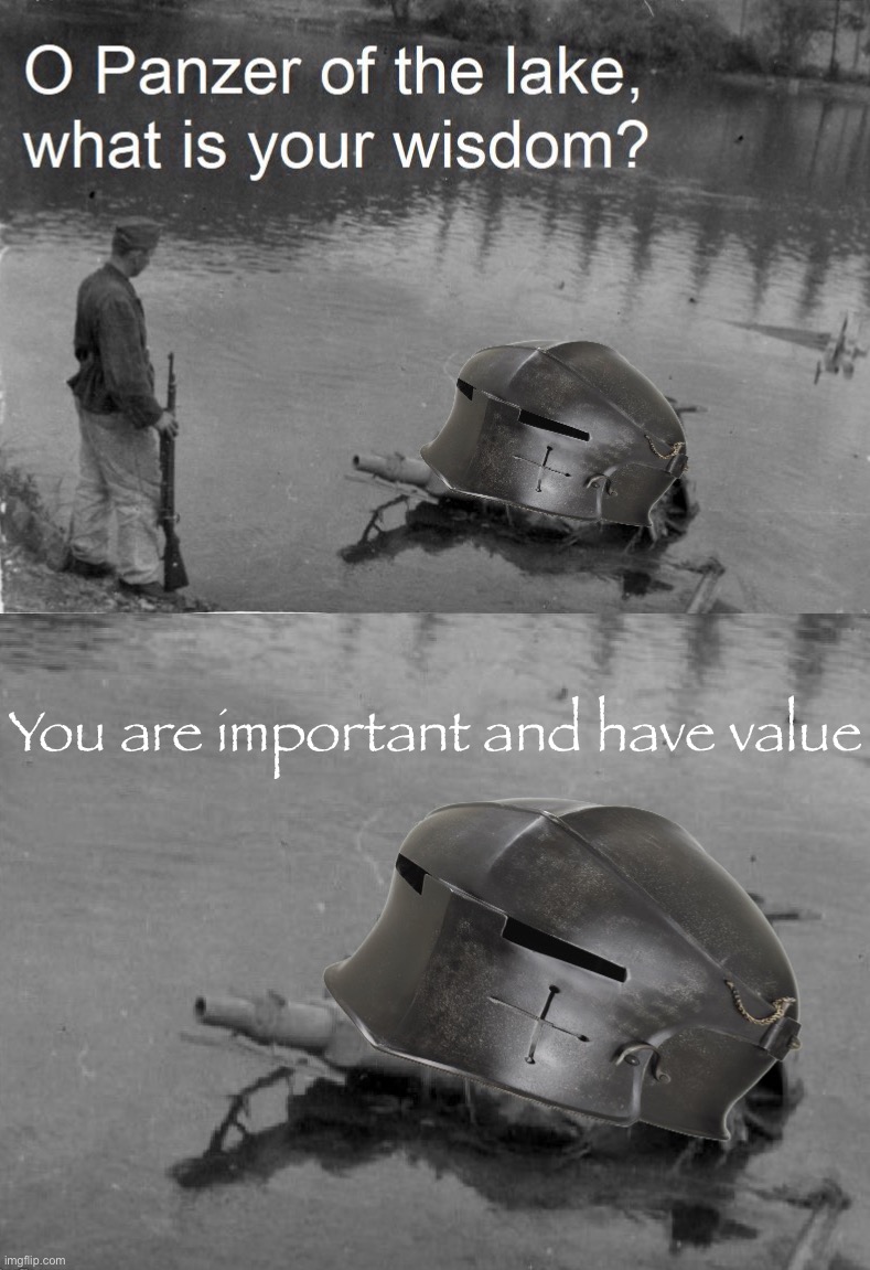 Crusader Panzer of the Lake | You are important and have value | image tagged in crusader panzer of the lake | made w/ Imgflip meme maker
