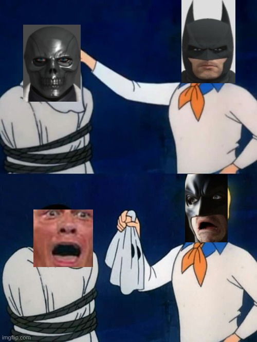 Batman Arkham in a nutshell | image tagged in scooby doo mask reveal | made w/ Imgflip meme maker