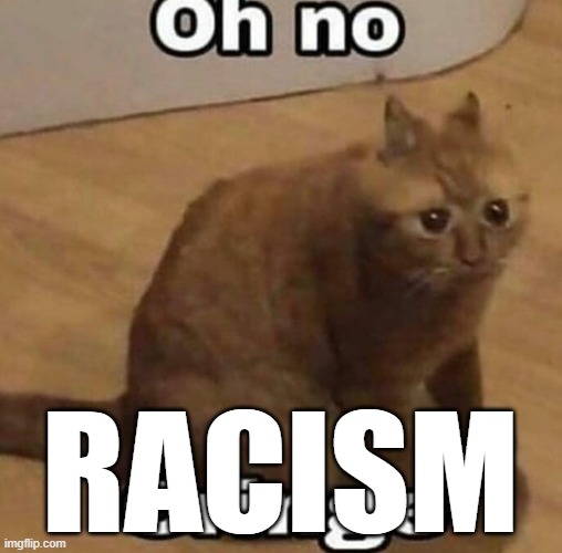 Oh no, cringe | RACISM | image tagged in oh no cringe | made w/ Imgflip meme maker
