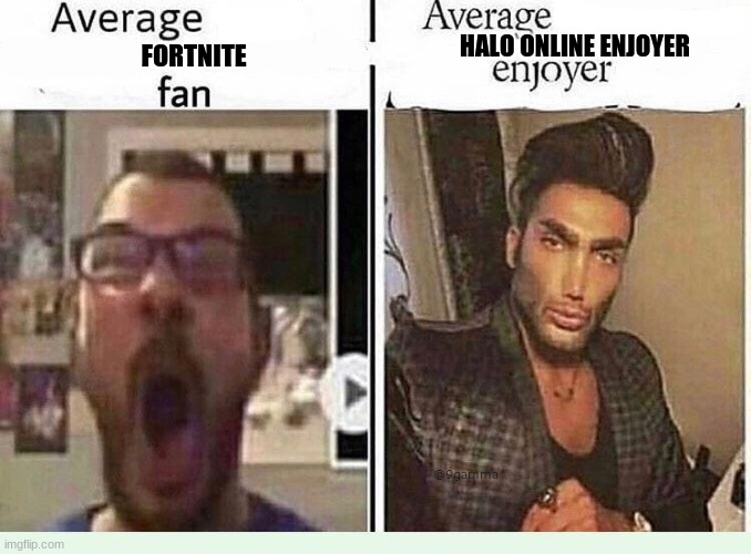 Average *BLANK* Fan VS Average *BLANK* Enjoyer | HALO ONLINE ENJOYER; FORTNITE | image tagged in average blank fan vs average blank enjoyer | made w/ Imgflip meme maker