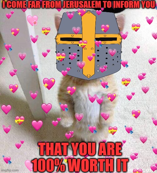 b r o t h e r | I COME FAR FROM JERUSALEM TO INFORM YOU; THAT YOU ARE 100% WORTH IT | image tagged in brother,crusader,wholesome | made w/ Imgflip meme maker