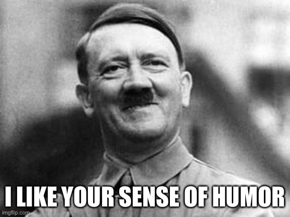 random nonsense, this is prolly a message to dark humor users lol | I LIKE YOUR SENSE OF HUMOR | image tagged in adolf hitler | made w/ Imgflip meme maker