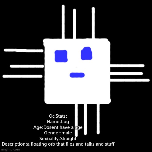 Blank Transparent Square | Oc Stats:
Name:Log
Age:Dosent have a age
Gender:male
Sexuality:Straight
Description:a floating orb that flies and talks and stuff | image tagged in memes,blank transparent square | made w/ Imgflip meme maker