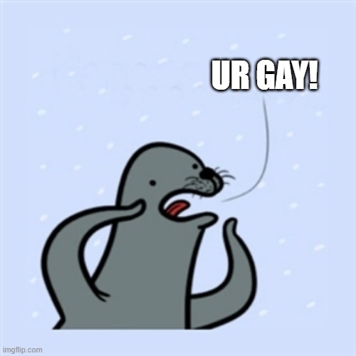 gay seal | UR GAY! | image tagged in gay seal | made w/ Imgflip meme maker