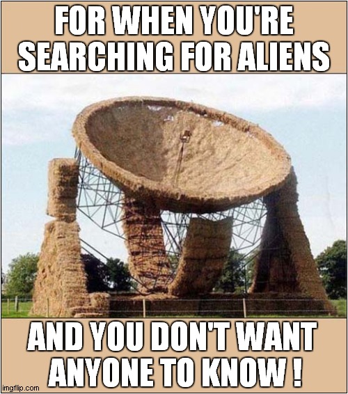 SETI - The Quest Continues ... | FOR WHEN YOU'RE SEARCHING FOR ALIENS; AND YOU DON'T WANT 
ANYONE TO KNOW ! | image tagged in camouflage,the truth is out there | made w/ Imgflip meme maker