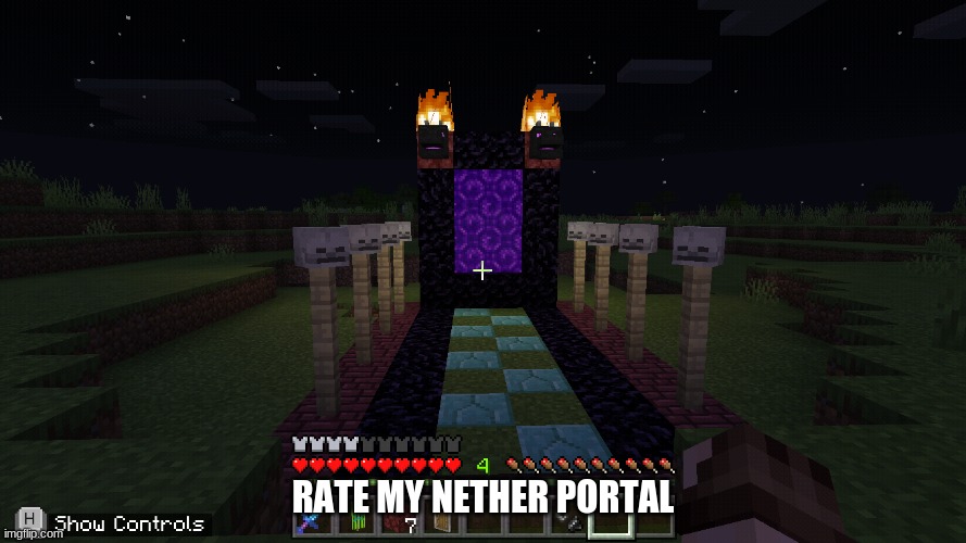 rate it | RATE MY NETHER PORTAL | image tagged in rate it | made w/ Imgflip meme maker