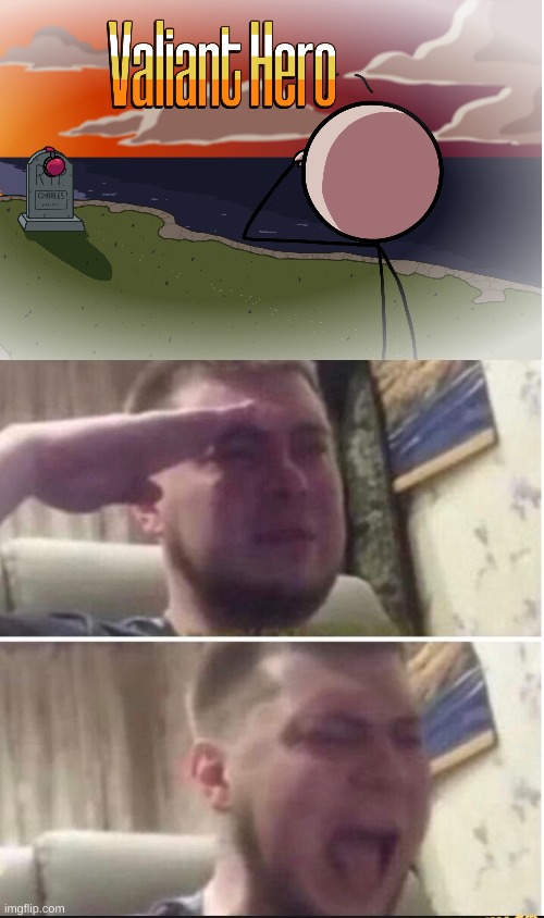 R.I.P charles | image tagged in crying salute,henry stickmin | made w/ Imgflip meme maker