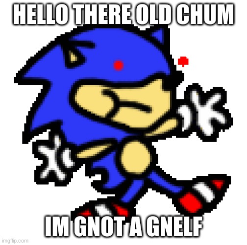 im gnot a gnoblin | HELLO THERE OLD CHUM; IM GNOT A GNELF | image tagged in im a gnome | made w/ Imgflip meme maker