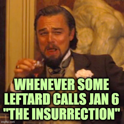 Laughing Leo Meme | WHENEVER SOME LEFTARD CALLS JAN 6
"THE INSURRECTION" | image tagged in memes,laughing leo | made w/ Imgflip meme maker