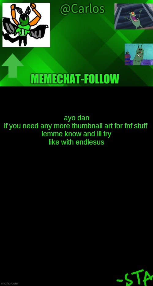 Amogus is infinite | ayo dan
if you need any more thumbnail art for fnf stuff 
lemme know and ill try
like with endlesus | made w/ Imgflip meme maker