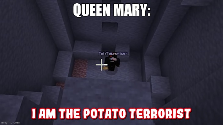 Terroriser I'm the potato terrorist | QUEEN MARY: | image tagged in terroriser i'm the potato terrorist | made w/ Imgflip meme maker