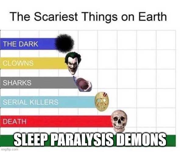 scariest things in the world | SLEEP PARALYSIS DEMONS | image tagged in scariest things in the world | made w/ Imgflip meme maker