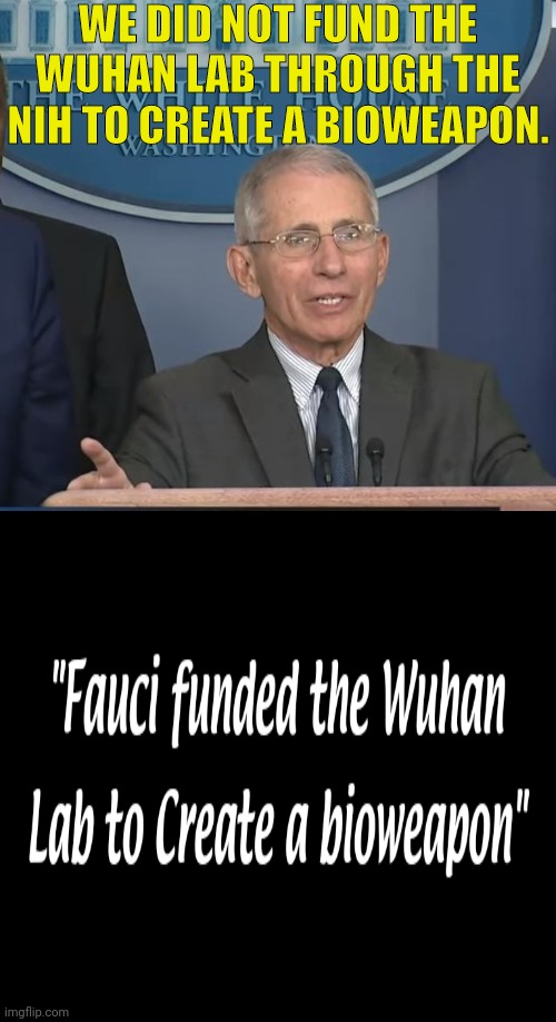 It's always sunny in D.C | WE DID NOT FUND THE WUHAN LAB THROUGH THE NIH TO CREATE A BIOWEAPON. | image tagged in treason,traitors,democrats,dr fauci,joe biden,it's always sunny in philidelphia | made w/ Imgflip meme maker
