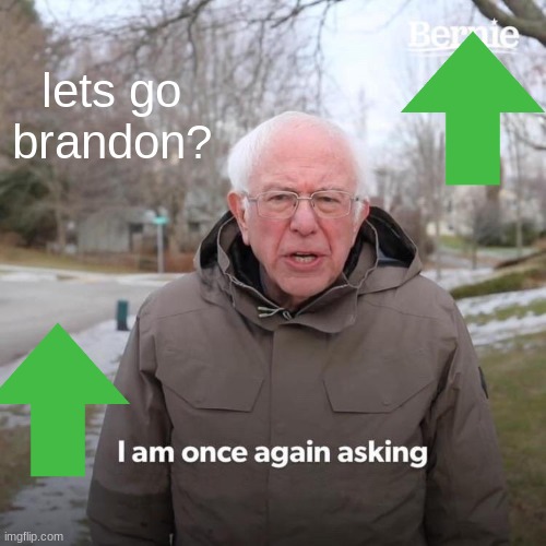 Bernie I Am Once Again Asking For Your Support | lets go brandon? | image tagged in memes,bernie i am once again asking for your support | made w/ Imgflip meme maker