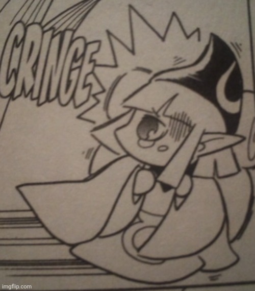 New temp :o (Fun Fact: it's a screenshot from part of the Zelda manga I got :p) | image tagged in vaati cringe | made w/ Imgflip meme maker