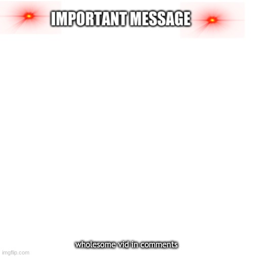 Important message | wholesome vid in comments | image tagged in important message | made w/ Imgflip meme maker