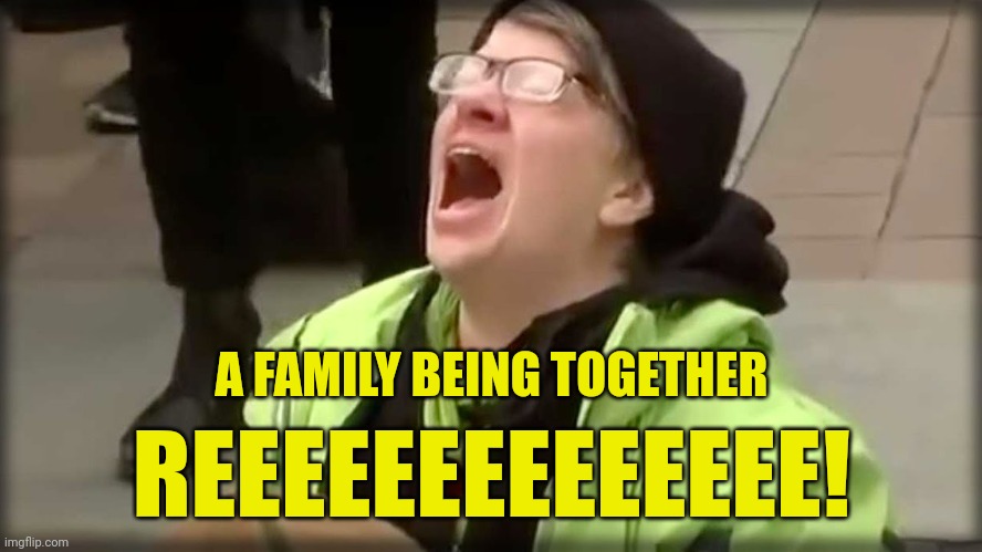 Trump SJW No | A FAMILY BEING TOGETHER REEEEEEEEEEEEEE! | image tagged in trump sjw no | made w/ Imgflip meme maker
