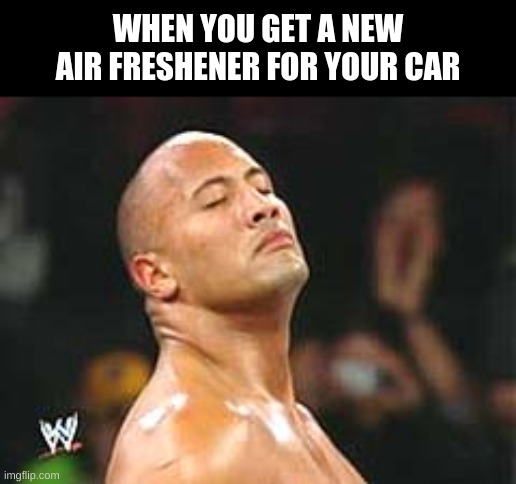 The Rock Smelling | WHEN YOU GET A NEW AIR FRESHENER FOR YOUR CAR | image tagged in the rock smelling | made w/ Imgflip meme maker