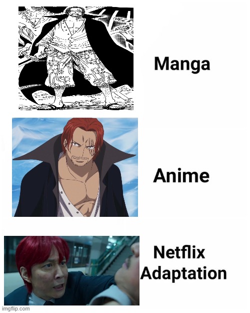 Gi-hun Shanks | image tagged in manga anime netflix adaption | made w/ Imgflip meme maker