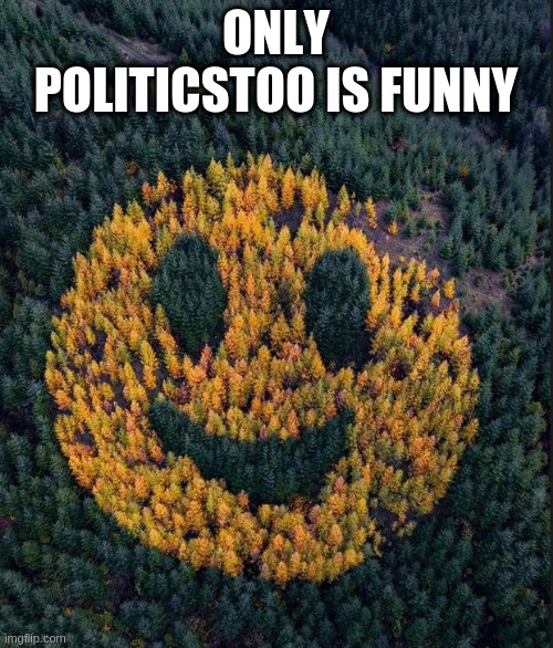 Aside from this stream of course | ONLY POLITICSTOO IS FUNNY | image tagged in tree smile | made w/ Imgflip meme maker