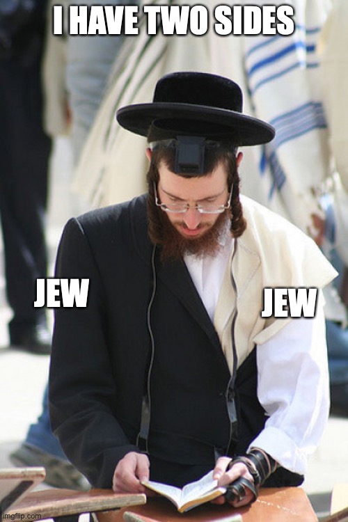 I have two sides | I HAVE TWO SIDES; JEW; JEW | image tagged in jew,funny | made w/ Imgflip meme maker