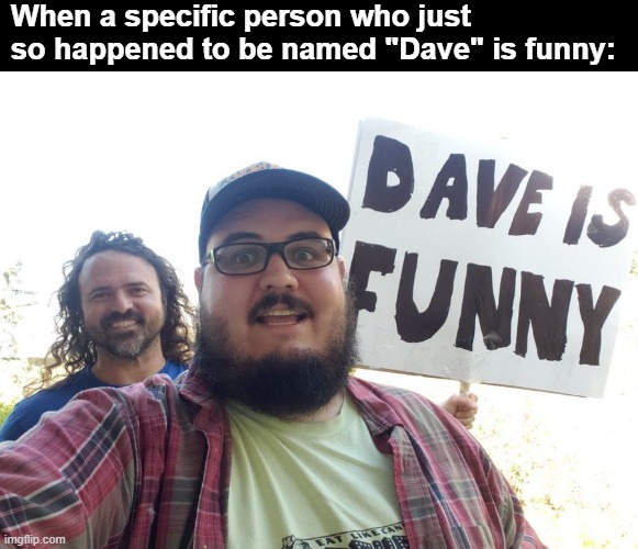 WE LIKE JOKES | When a specific person who just so happened to be named "Dave" is funny: | image tagged in funny | made w/ Imgflip meme maker
