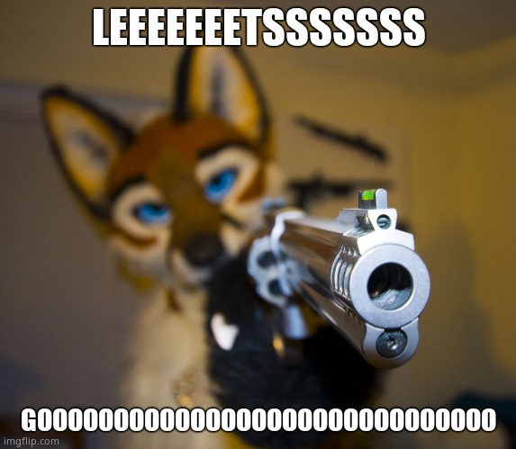 Furry with gun | LEEEEEEETSSSSSSS GOOOOOOOOOOOOOOOOOOOOOOOOOOOOOO | image tagged in furry with gun | made w/ Imgflip meme maker