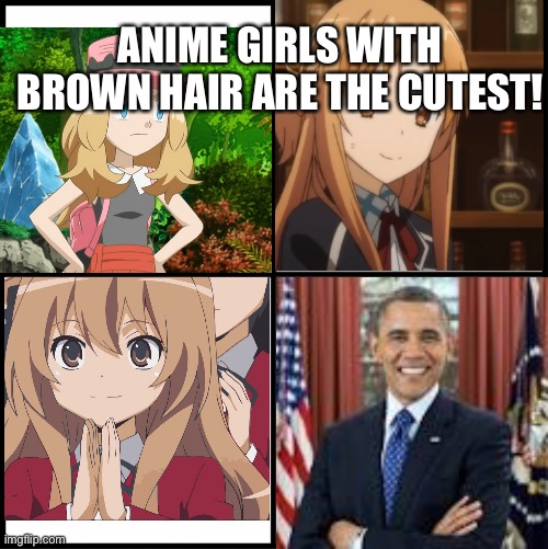 Anime girls with brown hair are the cutest vWv | ANIME GIRLS WITH BROWN HAIR ARE THE CUTEST! | image tagged in memes,anime girl | made w/ Imgflip meme maker