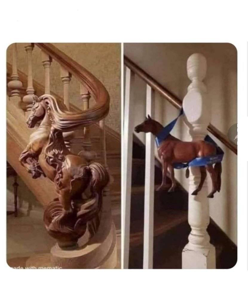 High Quality Horse Staircase Blank Meme Template