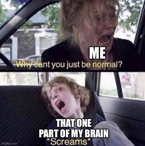 Why Can't You Just Be Normal | ME THAT ONE PART OF MY BRAIN | image tagged in why can't you just be normal | made w/ Imgflip meme maker