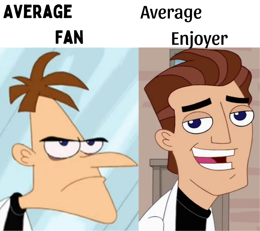 High Quality Average Fan vs Average Enjoyer Doofenshmirtz Blank Meme Template