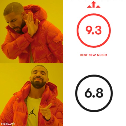 Gimme Your 6.8s | image tagged in memes,drake hotline bling,music | made w/ Imgflip meme maker