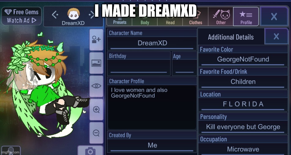 E | I MADE DREAMXD | image tagged in dream smp | made w/ Imgflip meme maker