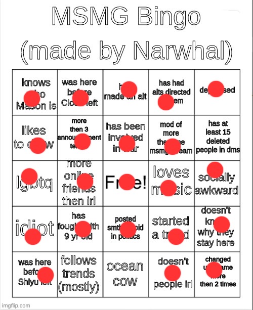 Dear god | image tagged in msmg bingo | made w/ Imgflip meme maker