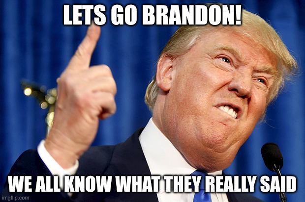 Donald Trump | LETS GO BRANDON! WE ALL KNOW WHAT THEY REALLY SAID | image tagged in donald trump | made w/ Imgflip meme maker
