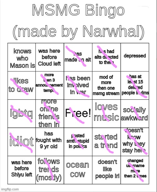 h | image tagged in msmg bingo | made w/ Imgflip meme maker