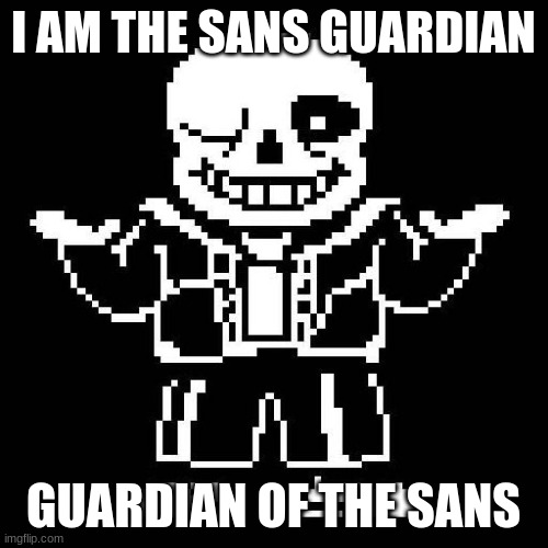 I AM THE SANS GUARDIAN GUARDIAN OF THE SANS | image tagged in sans undertale | made w/ Imgflip meme maker