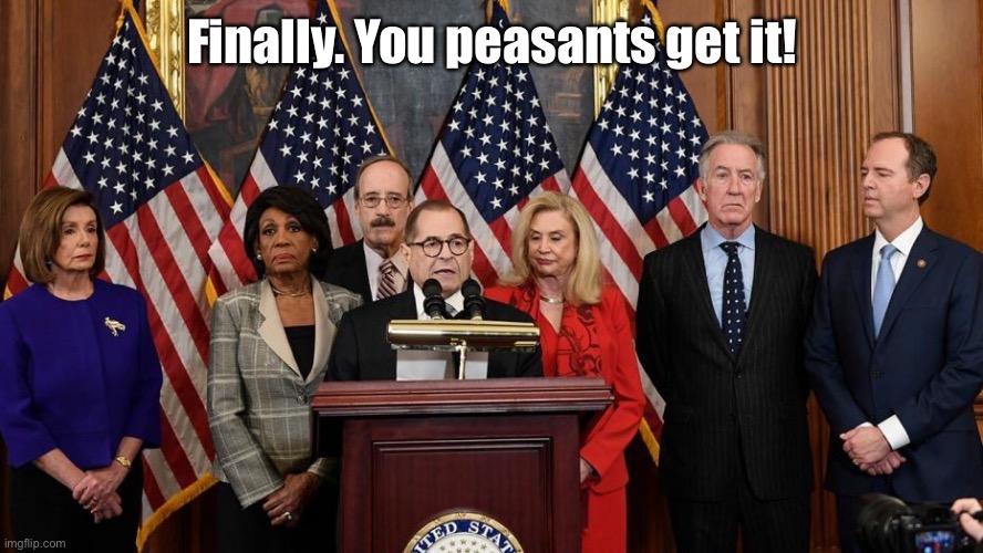 House Democrats | Finally. You peasants get it! | image tagged in house democrats | made w/ Imgflip meme maker