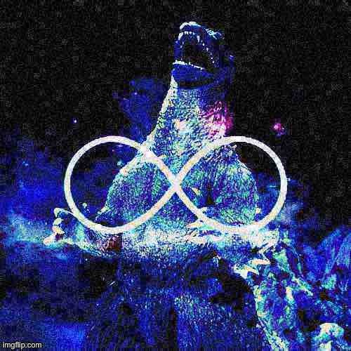 Infinite laughing Godzilla deep-fried | image tagged in infinite laughing godzilla deep-fried | made w/ Imgflip meme maker