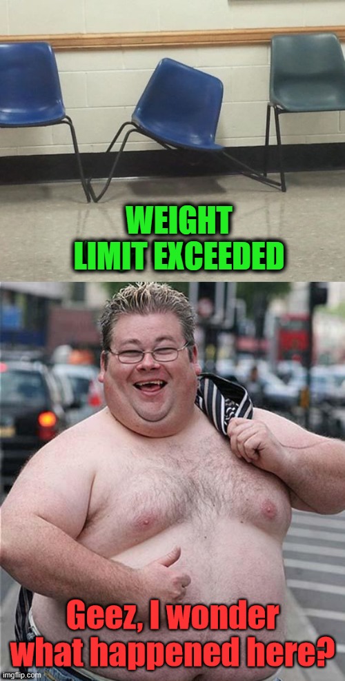 WEIGHT LIMIT EXCEEDED; ........ | image tagged in overweight | made w/ Imgflip meme maker