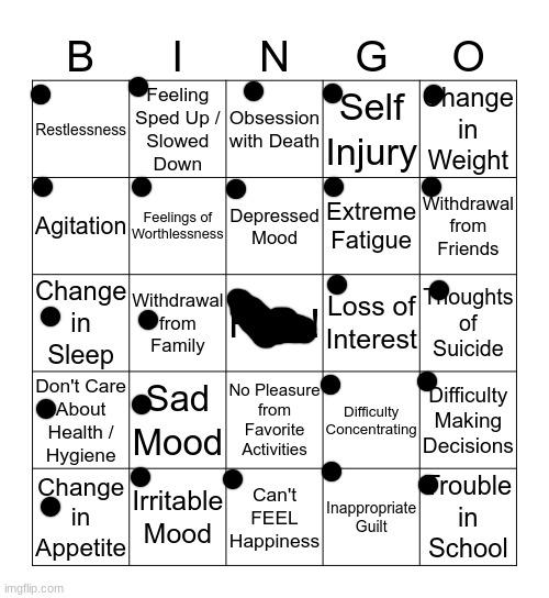 OOF is this a bad thng??? LMAOOOOOO | image tagged in depression bingo 1 | made w/ Imgflip meme maker