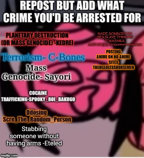 that is very illegal | POSTING ANIME ON NO-ANIME SITES
THEHEADLESSHORSEMEN | image tagged in repost | made w/ Imgflip meme maker