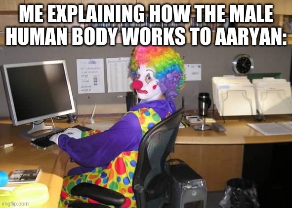 ' | ME EXPLAINING HOW THE MALE HUMAN BODY WORKS TO AARYAN: | made w/ Imgflip meme maker