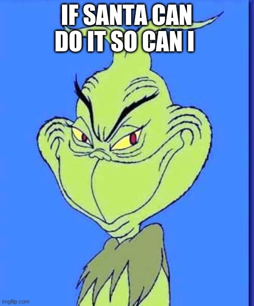 Good Grinch | IF SANTA CAN DO IT SO CAN I | image tagged in good grinch | made w/ Imgflip meme maker