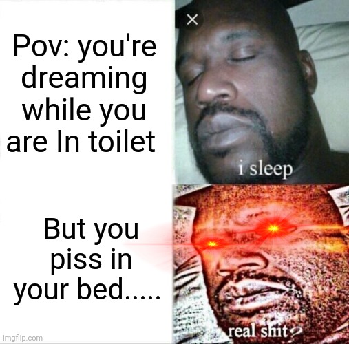 Sleeping Shaq | Pov: you're dreaming while you are In toilet; But you piss in your bed..... | image tagged in memes,sleeping shaq,i sleep real shit | made w/ Imgflip meme maker