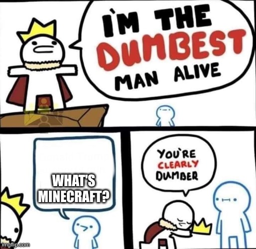 he is stupid | WHAT'S MINECRAFT? | image tagged in dumbest man alive blank | made w/ Imgflip meme maker